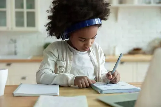 Student working at desk